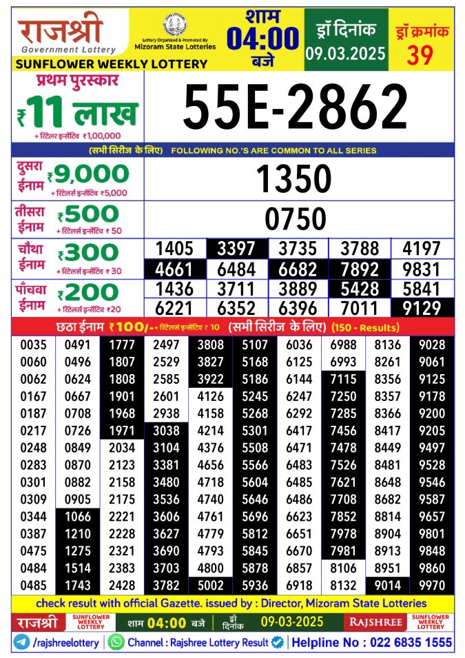 Rajshree Lottery Result Today