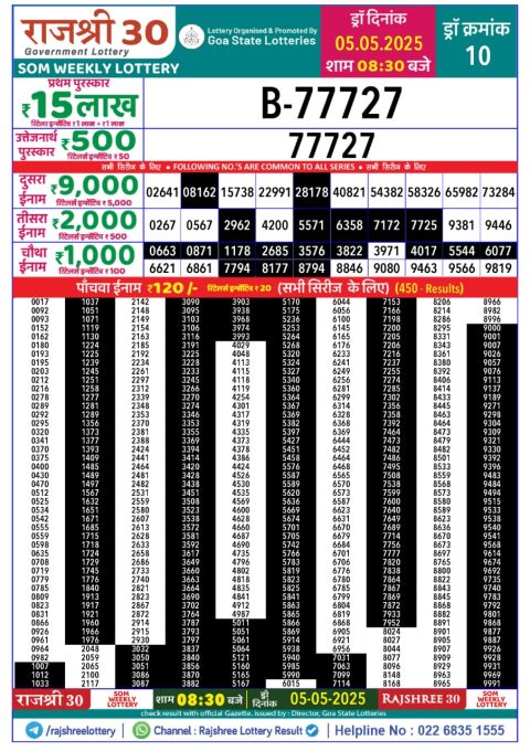 Rajshree Lottery Result Today