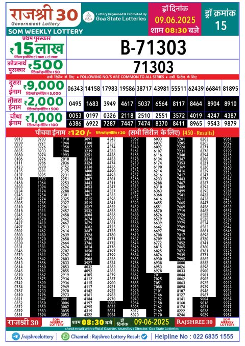 Rajshree Lottery Result Today