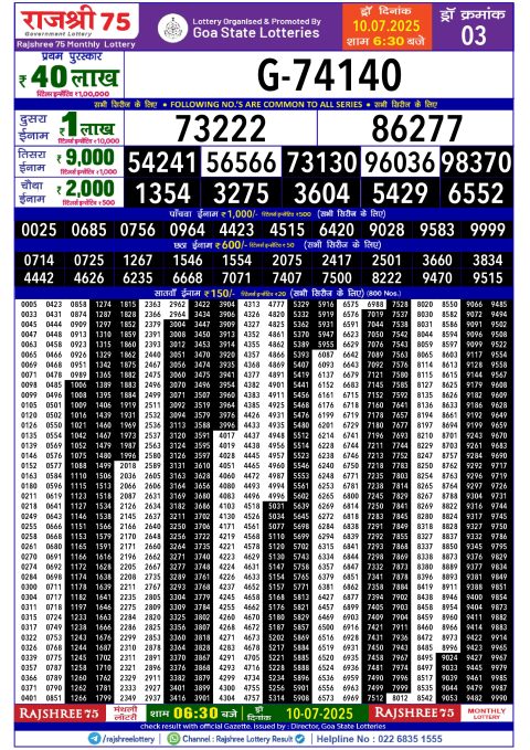 Rajshree Lottery Result Today