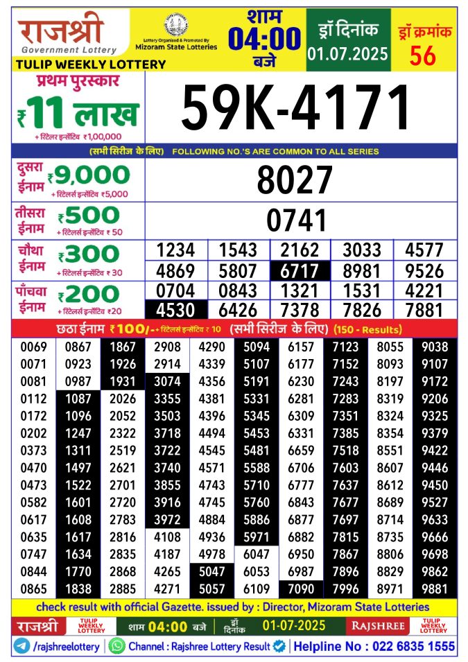 Rajshree Lottery Result Today