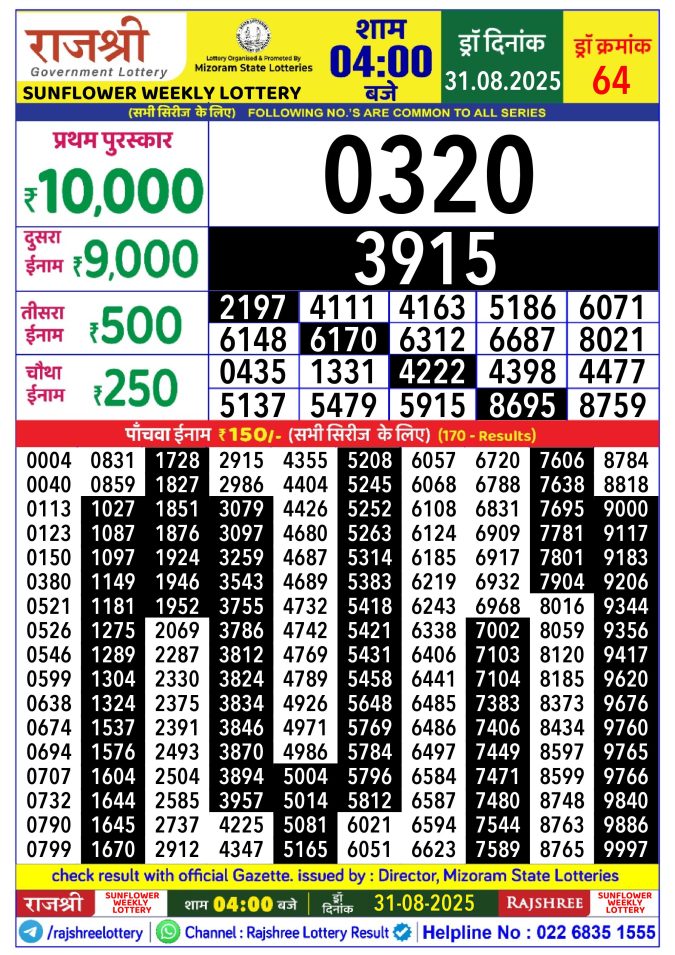Rajshree Lottery Result Today