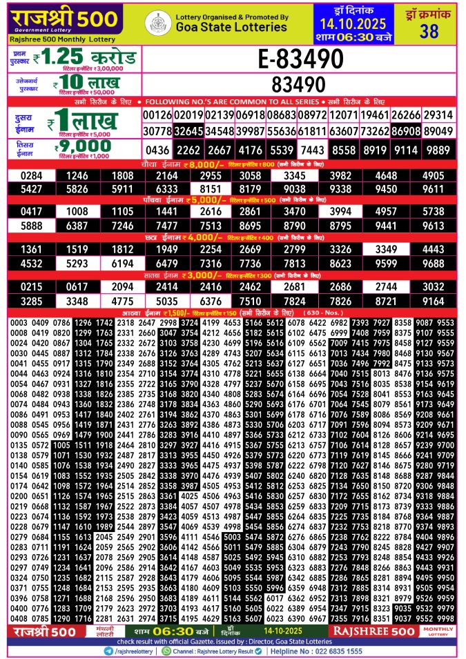 Rajshree Lottery Result Today