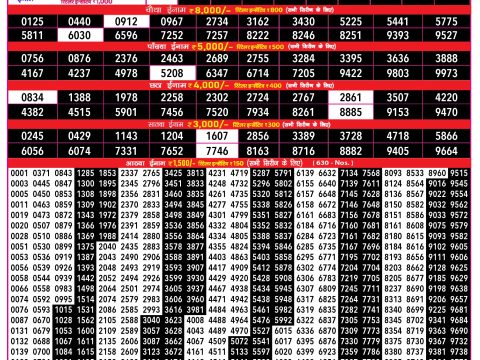 Rajshree 500 Monthly Lottery Result