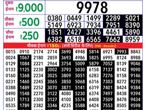Rajshree Lily Weekly Lottery 4pm result 19 November 2025 Rajshree Lottery Result Today