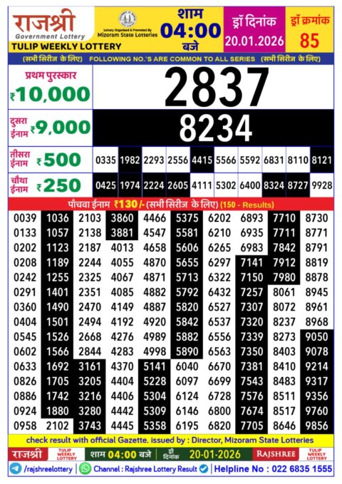 Rajshree Lottery Result Today