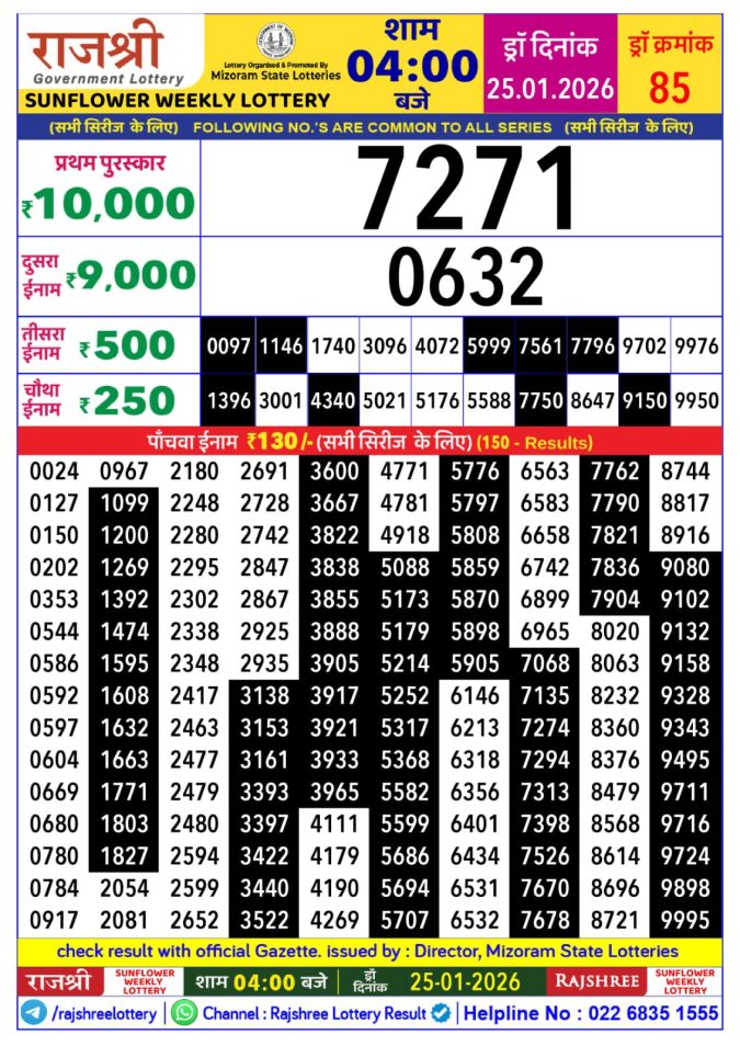 Rajshree Lottery Result Today