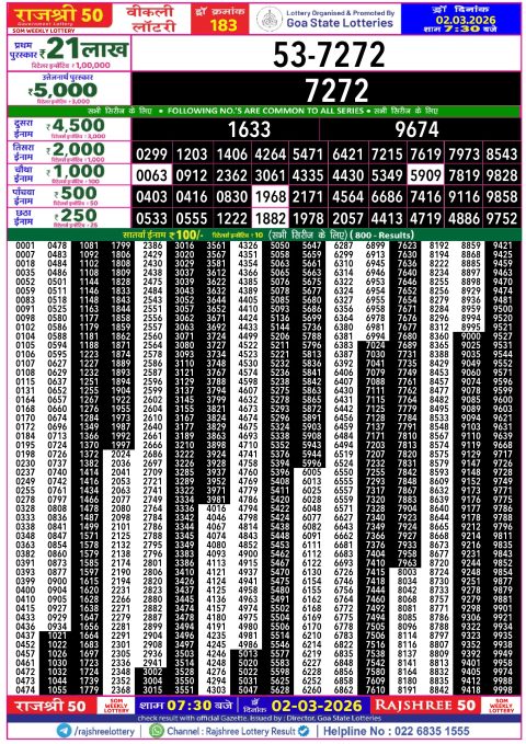 Rajshree Lottery Result Today