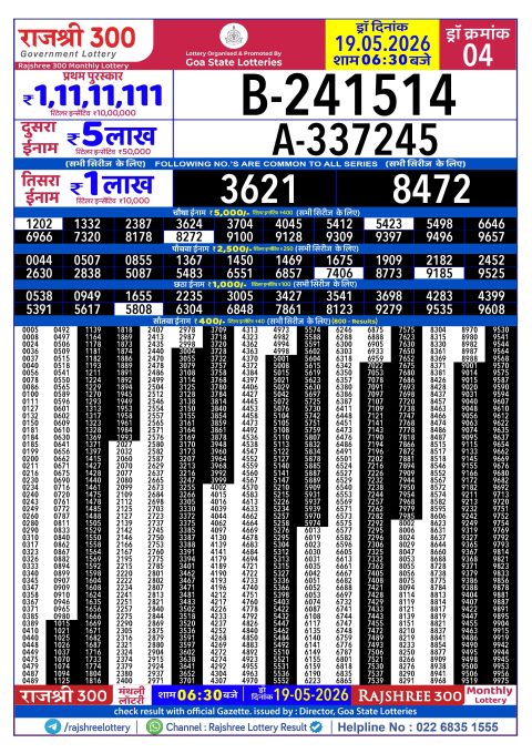 Rajshree Lottery Result Today