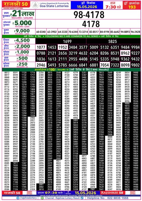 Rajshree Lottery Result Today