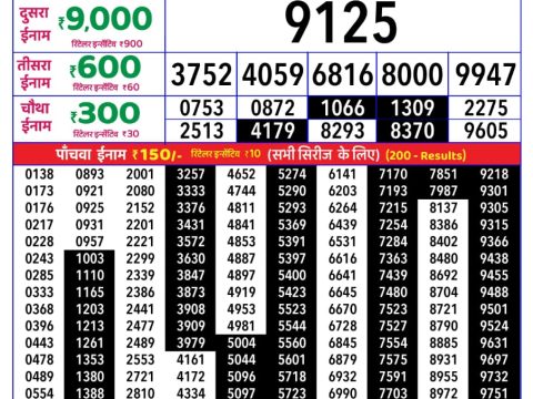 Rajshree Sunflower Weekly Lottery 4pm Result 24 May 2026 Rajshree Lottery Result Today