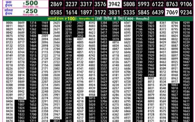Rajshree 50 Som Weekly Lottery 7:30pm Result 25 May 2026