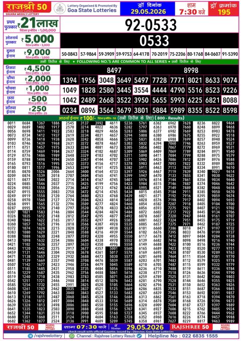 Rajshree Lottery Result Today