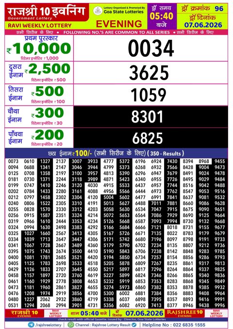 Rajshree Lottery Result Today