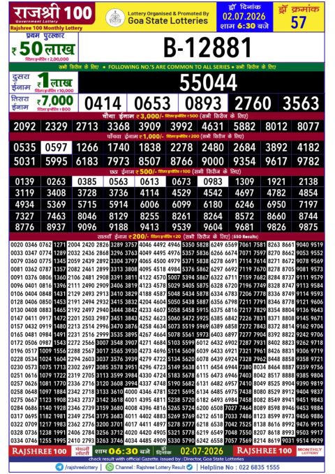 Rajshree Lottery Result Today