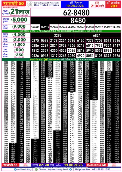 Rajshree Lottery Result Today