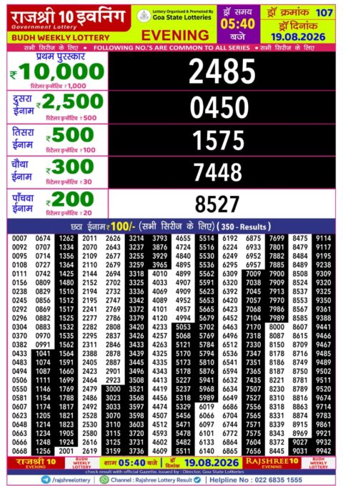 Rajshree Lottery Result Today