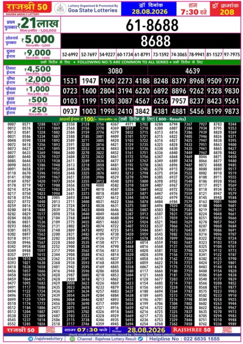 Rajshree Lottery Result Today