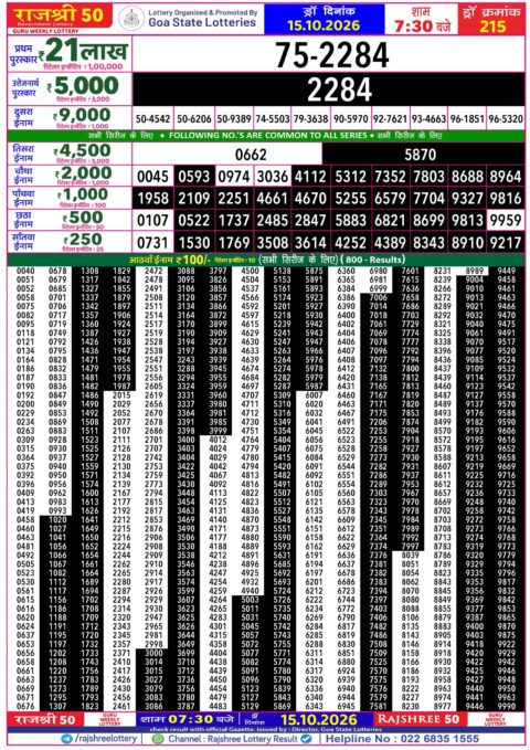 Rajshree Lottery Result Today