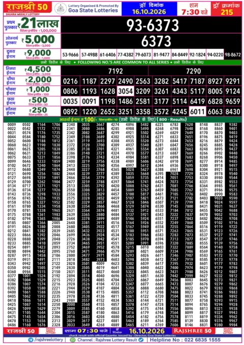 Rajshree Lottery Result Today