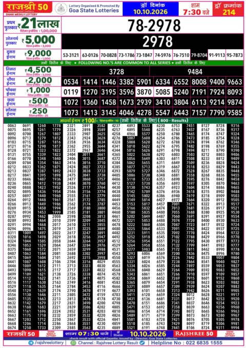 Rajshree Lottery Result Today