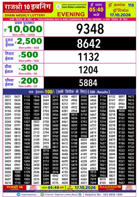 Rajshree Lottery Result Today