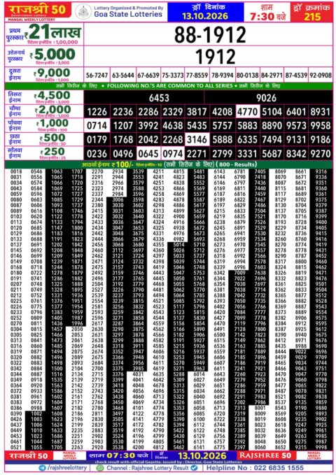 Rajshree Lottery Result Today