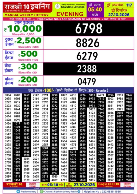 Rajshree Lottery Result Today