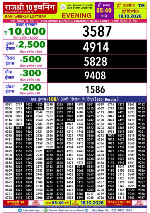 Rajshree Lottery Result Today