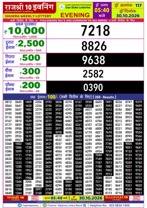 Rajshree Lottery Result Today
